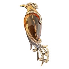 Rare Art Deco H. Pomerantz Inc. N.Y. Amber Jelly Belly Bird Pin Brooch 5 Inches