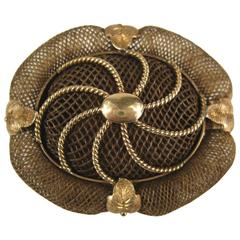 1860s Victorian Gold Hair Mourning Brooch 2