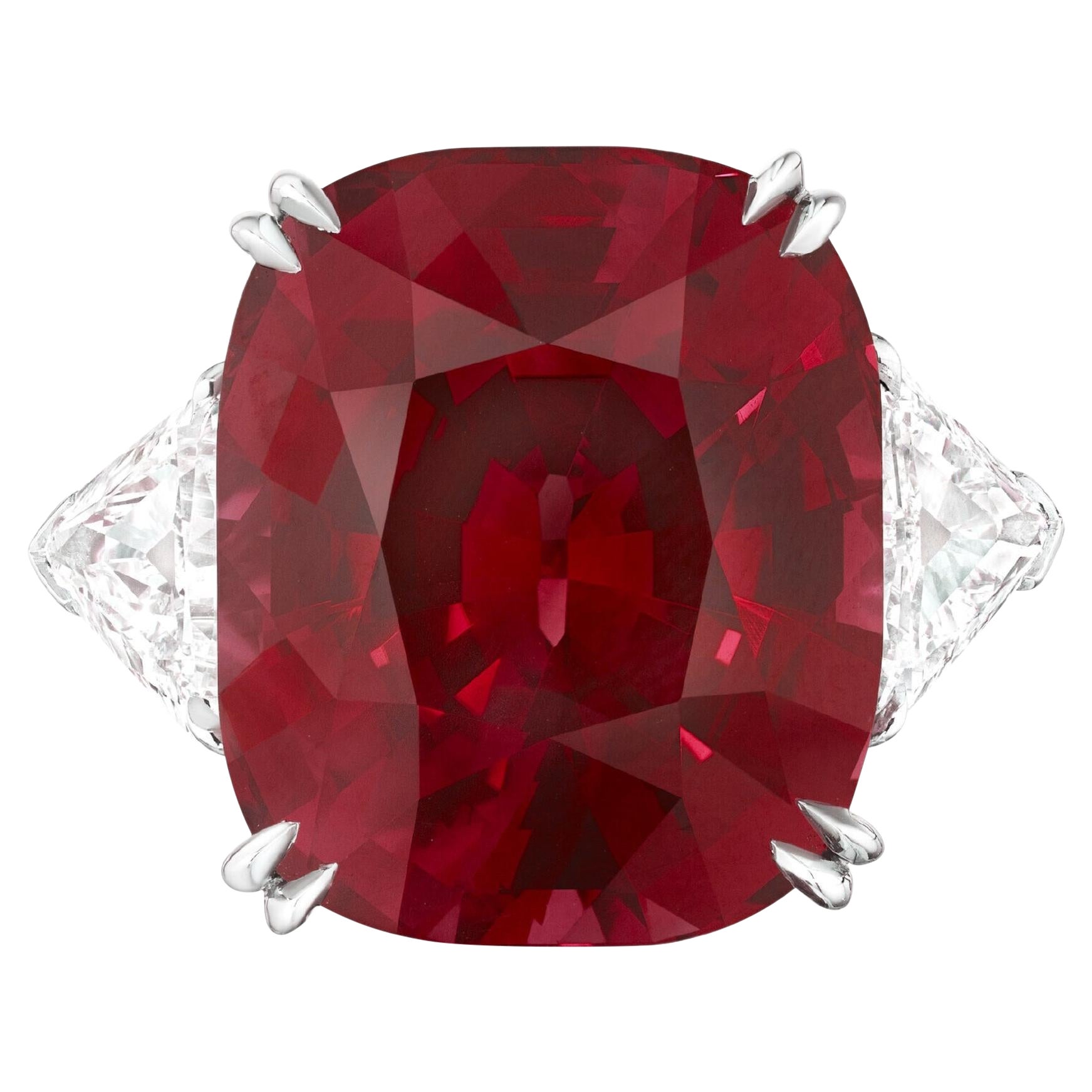 Grs Certified 6.06 Carat Vivid Red Burmese Ruby Diamond Ring