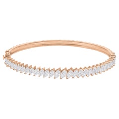3.75 Carat SI/H Marquise Brilliant Cut Diamond Bangle Bracelet 14k Rose Gold