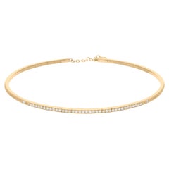 Collar gargantilla fino de oro amarillo de 14 quilates con diamantes redondos SI/H naturales de 1,02 quilates