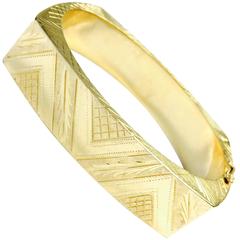 Yellow Gold Stylish Square Bangle Bracelet