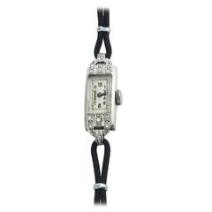 Art Deco Ladies Platinum Diamond Wristwatch