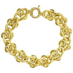 Italian Yellow Gold Stylized Charm Bracelet