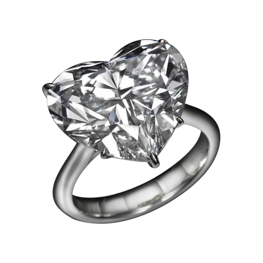 11.03-Carat Heart-Shaped Diamond Ring  E Color  VS2 Clarity For Sale