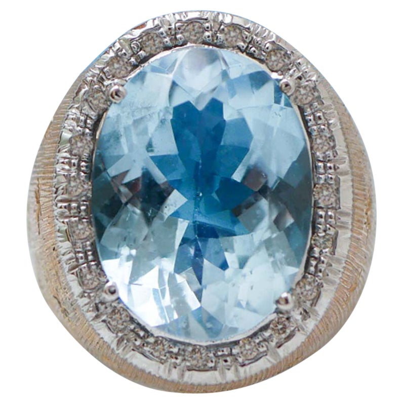 Topaz, Diamonds, Rose Gold Ring. For Sale