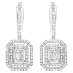 Pendientes colgantes de diamantes naturales SI/H de 0,84 quilates Oro blanco de 14 quilates Joyería fina