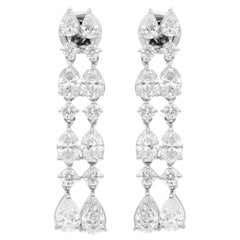 Pendientes araña de diamantes redondos ovalados SI/H pera de 5,53 quilates y oro blanco de 14 quilates