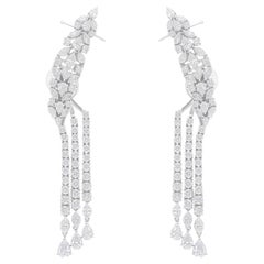 Natural 7.48 Carat SI/H Multi Shape Diamond Earrings 14 Karat White Gold Jewelry