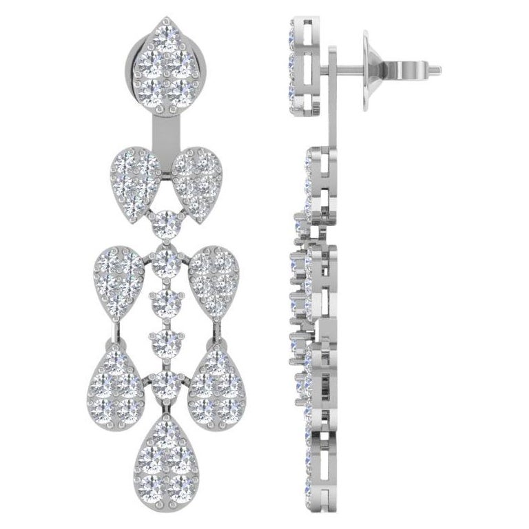 4.1 Carat SI/H Round Brilliant Cut Diamond Earrings 14 Karat White Gold Jewelry