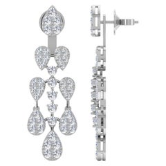 Pendientes de diamantes talla brillante redonda SI/H de 4,1 quilates Joyas de oro blanco de 14 quilates