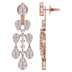 Pendientes de diamantes talla brillante redonda SI/H de 4,1 quilates Joyas de oro rosa de 14 quilates