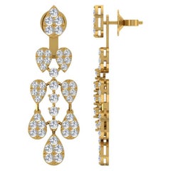 Pendientes de diamantes talla brillante redonda SI/H de 4,1 quilates Joyas de oro amarillo de 14 quilates