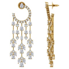 Pendientes araña de diamantes talla pera brillante SI/H de 11,20 quilates Oro amarillo 14k