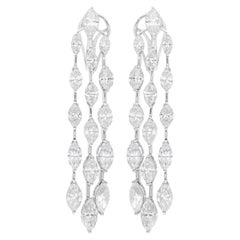 Real 10.53 Carat SI/H Marquise Diamond Chandelier Earrings 14 Karat White Gold