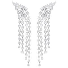 Pendientes araña de diamantes talla pera brillante SI/H de 7,68 quilates Oro blanco 14k