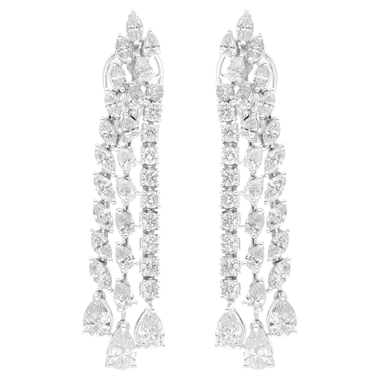 5.25 Carat SI Clarity HI Color Diamond Chandelier Earrings 14 Karat White Gold