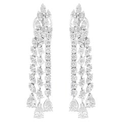 5.25 Carat SI Clarity HI Color Diamond Chandelier Earrings 14 Karat White Gold