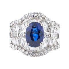 18k White Gold Sapphire and Diamond Ballerina Ring