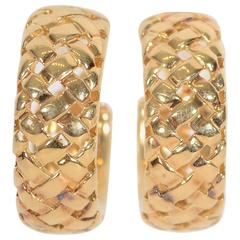 Tiffany & Co. Yellow Gold Vannerie Basketweave Earrings 1
