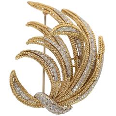 Hammerman Brothers Gold Diamonds Spray Brooch