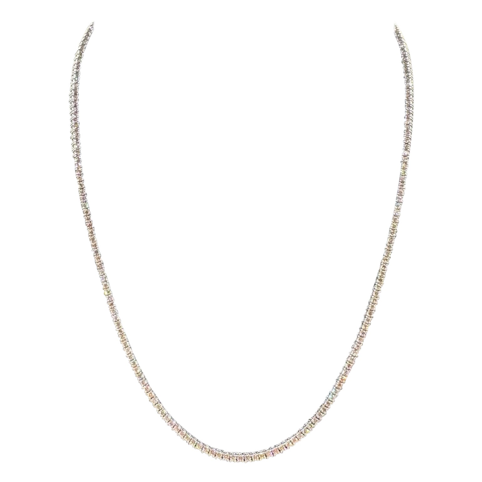 Natural Diamond Tennis Necklace in 14kt White Gold - 3.23ctw GH SI Diamonds, 16"