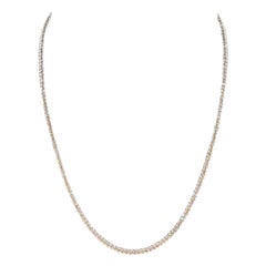 Natürliche Diamant-Tennis-Halskette aus 14kt Weißgold - 3,23ctw GH SI Diamanten, 16"