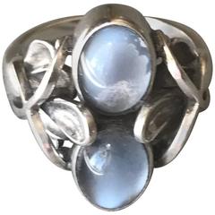 Vintage Georg Jensen Sterling Silver Ring No 48 with Moonstone by Henry Pilstrup