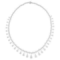 24.68 Carat SI/H Pear Round Brilliant Cut Diamond Necklace 14 Karat White Gold