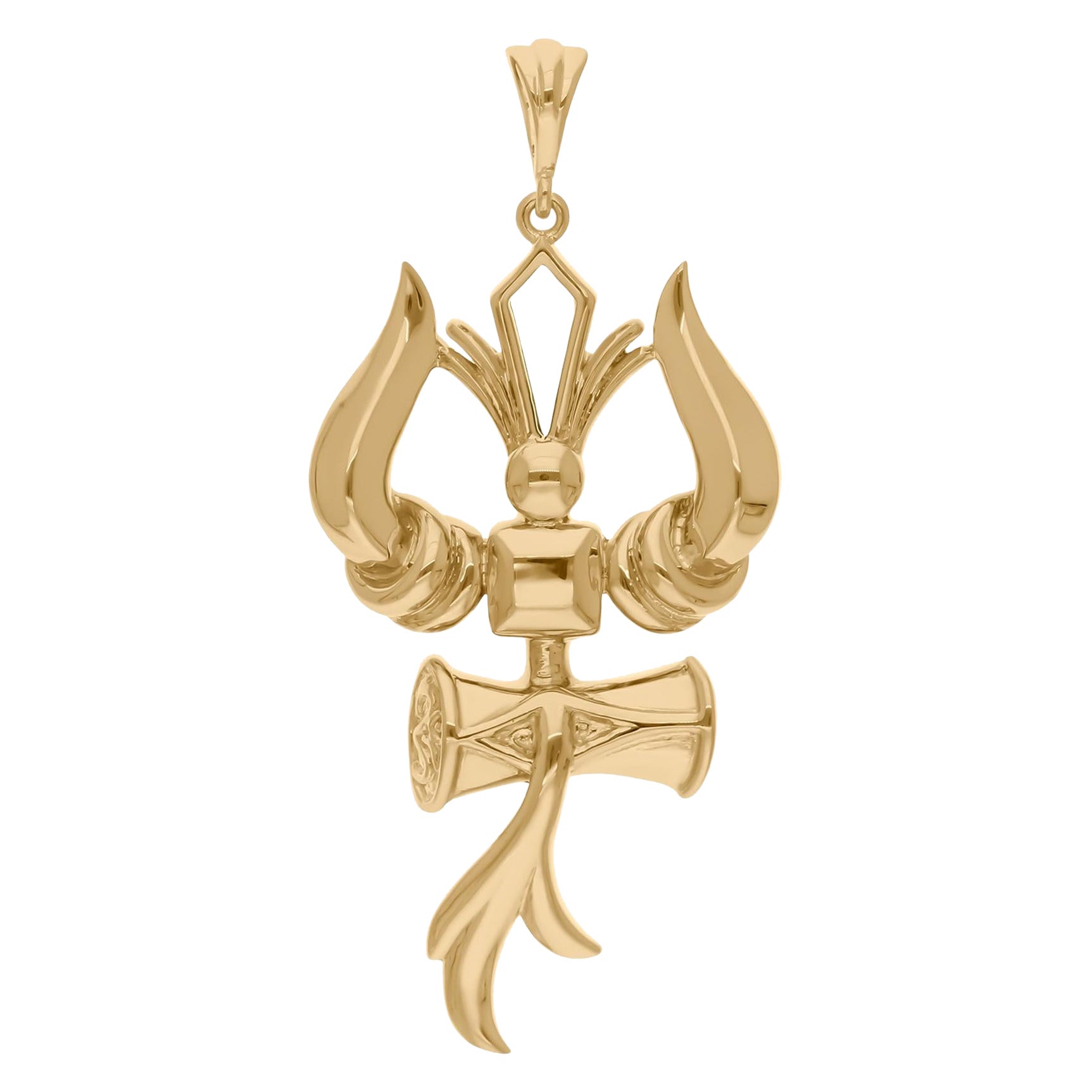 7.04 Grams 14 Karat Yellow Gold Religious Pendant Handmade Jewelry 45 mm