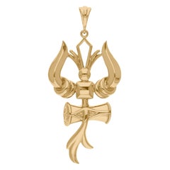 7,04 grammi di oro giallo 14 carati Ciondolo religioso Gioielli fatti a mano 45 mm