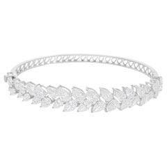 9.05 Carat SI/H Pear Brilliant Cut Diamond Bangle Bracelet 14 Karat White Gold