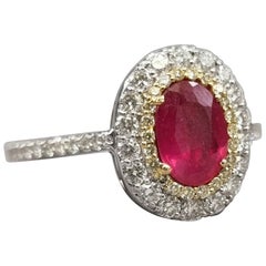 Ruby Ring with Diamond Double Halo