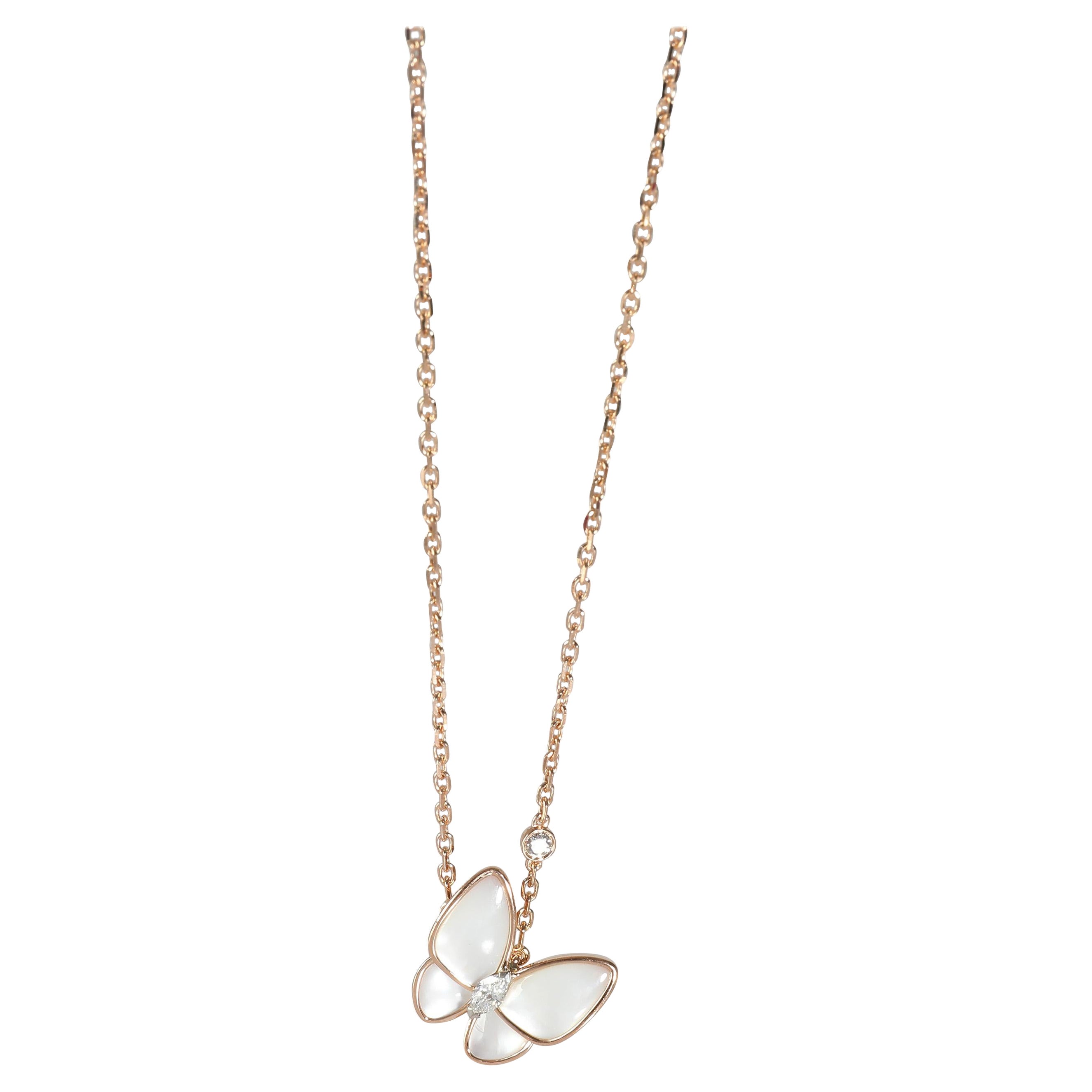 Van Cleef & Arpels Two Butterfly Mother Of Pearl Pendant in 18K Rose Gold