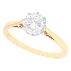 Anillo de compromiso solitario con diamante vintage de 1,12 quilates en oro amarillo de 18k