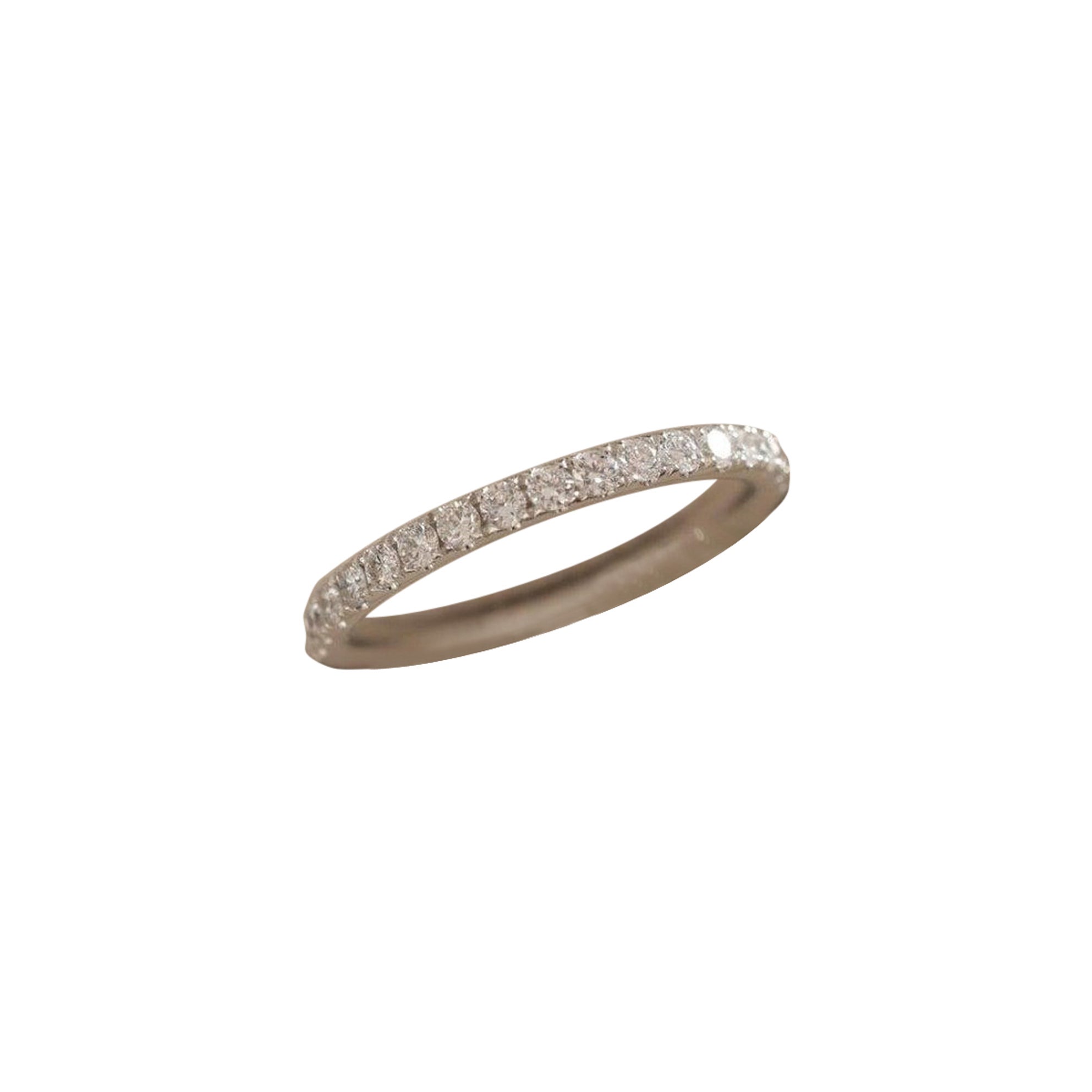 Oro amarillo de 14k Diamante natural  medio anillo de eternidad banda de eternidad . Art Decó en venta