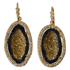 Lauren Harper, pendants d'oreilles en or 18 carats, diamants de 1,11 carat et géode
