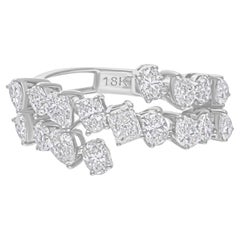 1.87 Carat SI/H Multi Shape Diamond Ring 14 Karat White Gold Handmade Jewelry