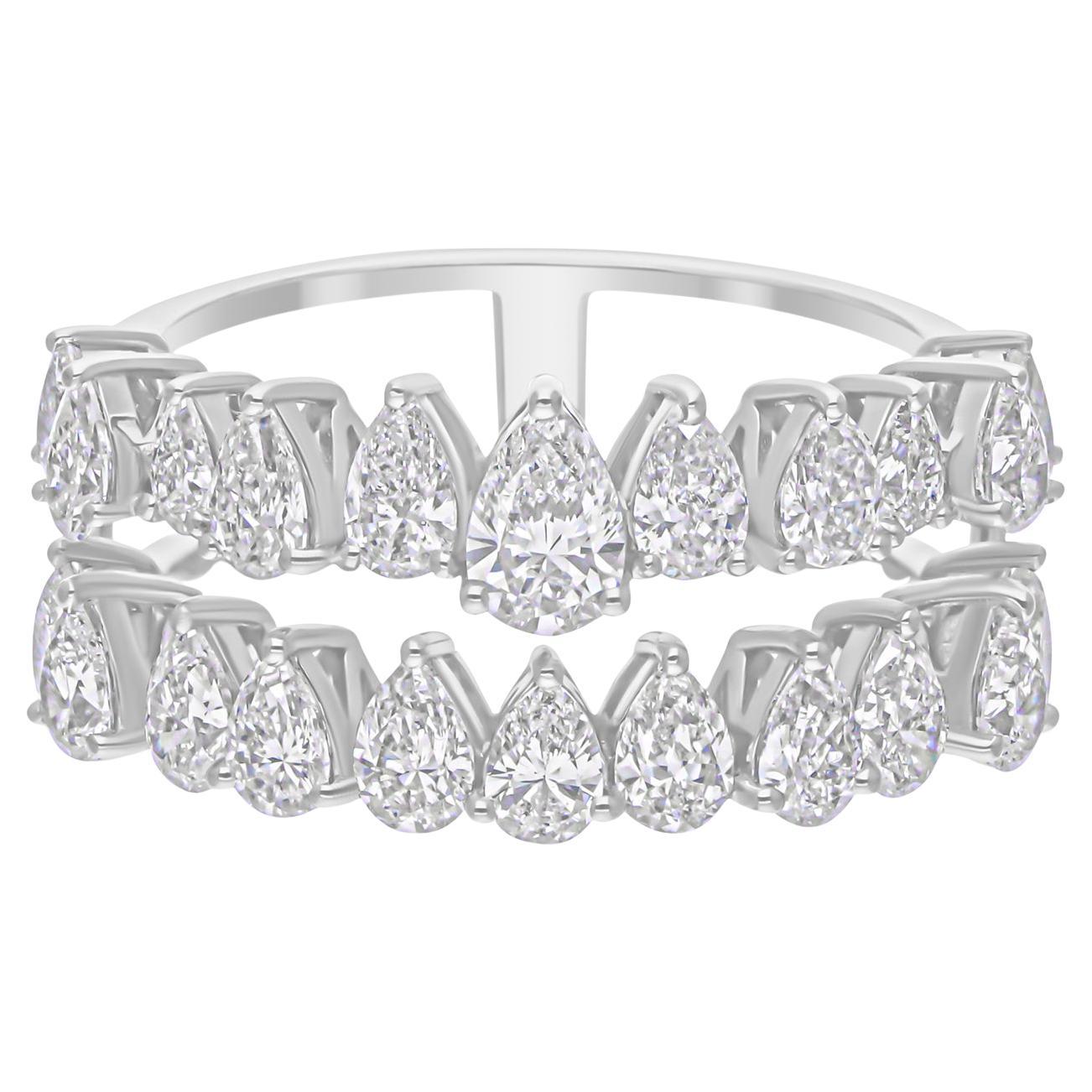 Bague en or blanc 14 carats avec diamant poire taille brillant de 2,31 carats SI/H