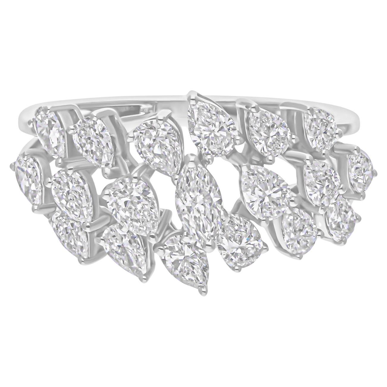 Natural 1.75 Carat SI/H Pear Marquise Diamond Ring 14 Karat White Gold Jewelry For Sale