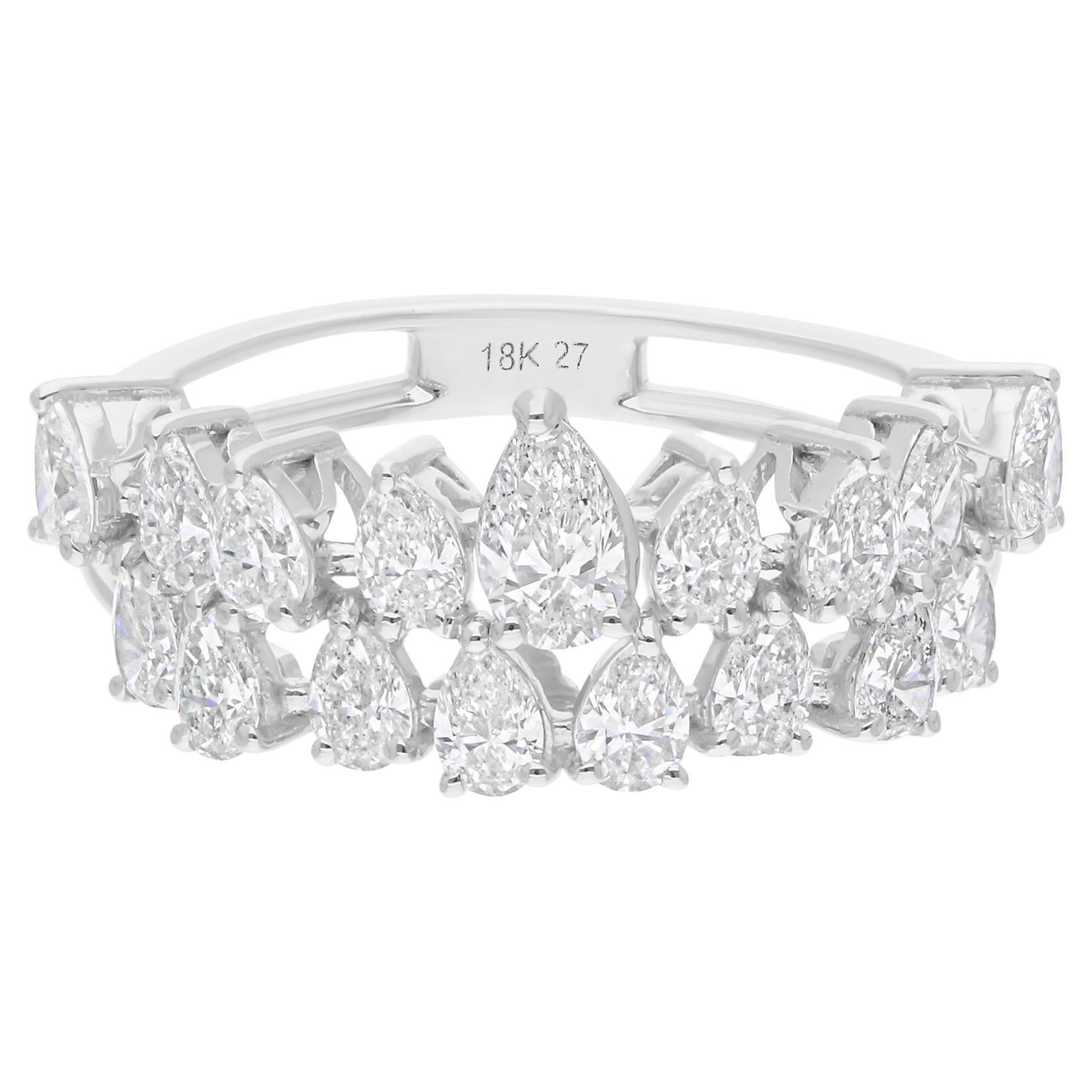 1,58 quilates SI/H Anillo de diamantes talla pera brillante Oro blanco de 14 quilates Joyería fina