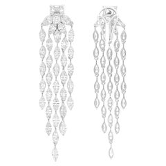 9,3 Quilates SI/HI Pendientes de Diamante Marquesa en forma de Araña Joyas de Oro Blanco de 14 Kilates