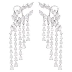 14 Ct. SI Clarity HI Pear & Marquise Diamond Jacket Earrings 14 Karat White Gold
