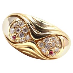 Bulgari Naturalia Diamond Ruby Fish Yellow Gold Band Ring