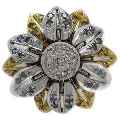 Luise White Blue Yellow Diamonds Cluster Ring 4