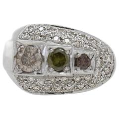 Luise Fancy Color Diamonds, White Diamonds Cocktail Ring 2