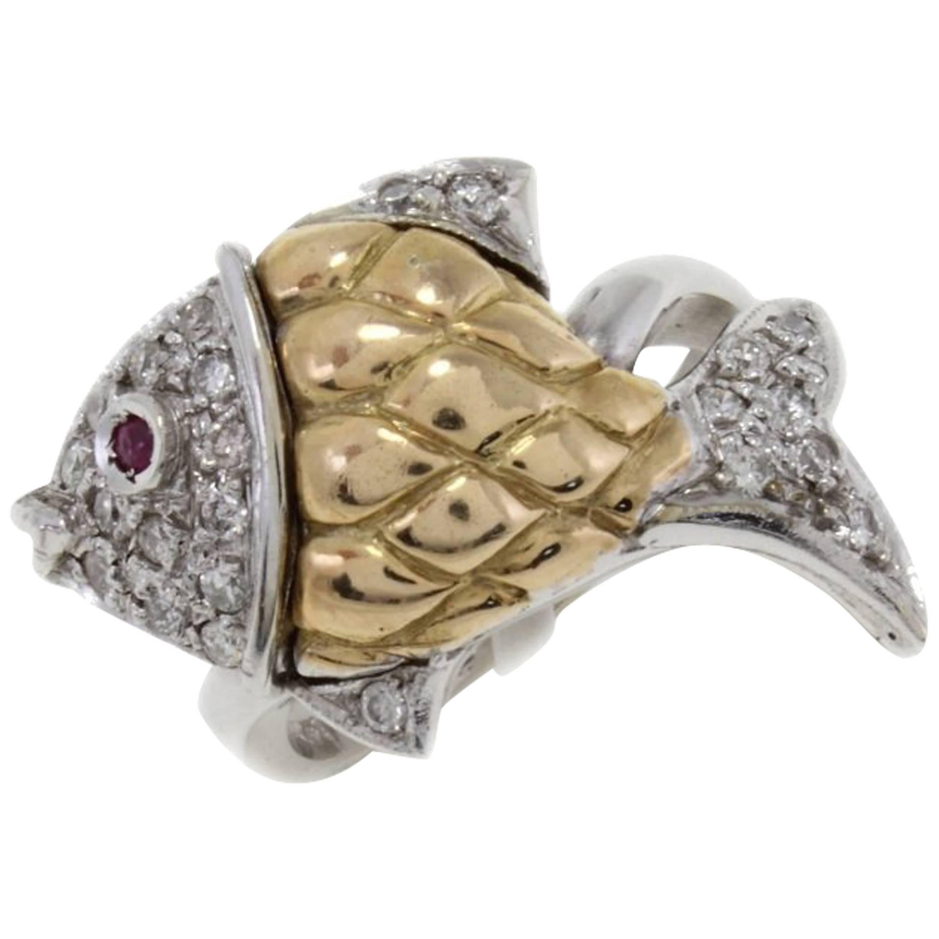 Luise Gold Diamonds Ruby Cocktail Ring