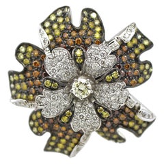 Anello floreale con diamante Nature Fancy Colour