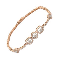 Bracelet de fiançailles en or rose massif 14k avec diamant taille brillant 2.89 CTW
