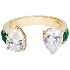 Dubini Theodora Zircon and Emerald Yellow Gold Ring 3